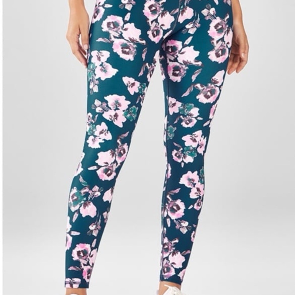Fabletics Define Powerhold Floral Print Leggings Mid-Rise Sz M
